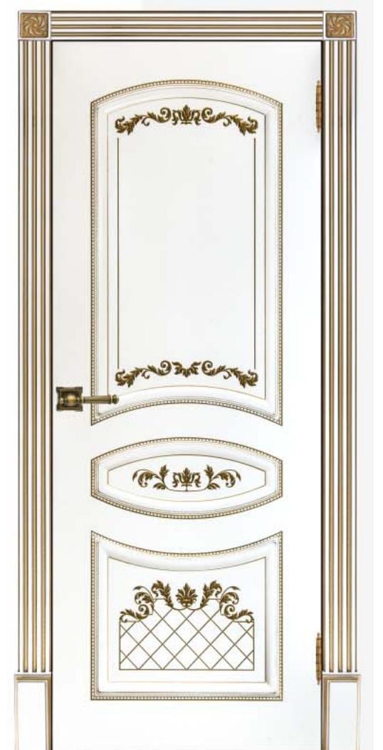 Межкомнатная дверь Алина белая эмаль патина золото